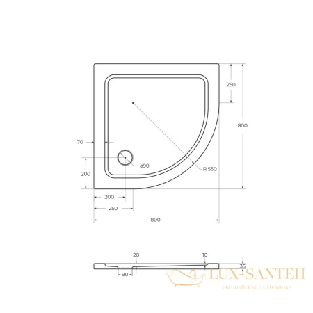 каркас с ножками для smc поддона cezares tray-m-r-100-ml, хром