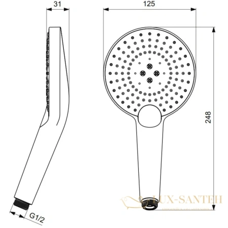 душевая лейка ideal standard idealrain evo jet round xl3 b1759aa, хром