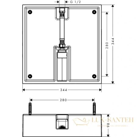 скрытая часть верхнего душа hansgrohe raindance e 400х400 26254180