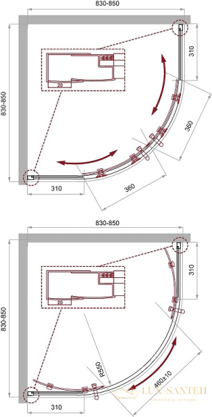 душевой уголок belbagno uno uno-195-r-2-85-c-cr 85х85 см профиль хром, стекло прозрачное 