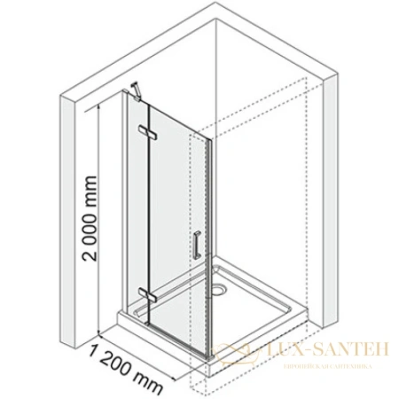 душевая дверь wasserkraft aller black 10h05lblack распашная 120 см 