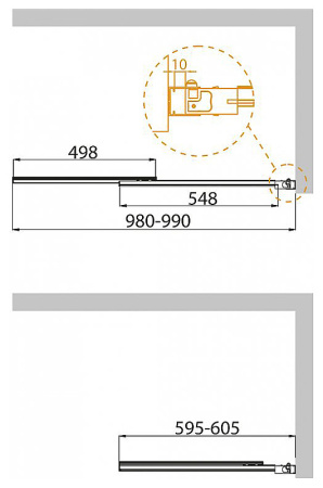 шторка на ванну cezares slider slider-vf-11-100/150-c-cr 100 см профиль хром, стекло прозрачное