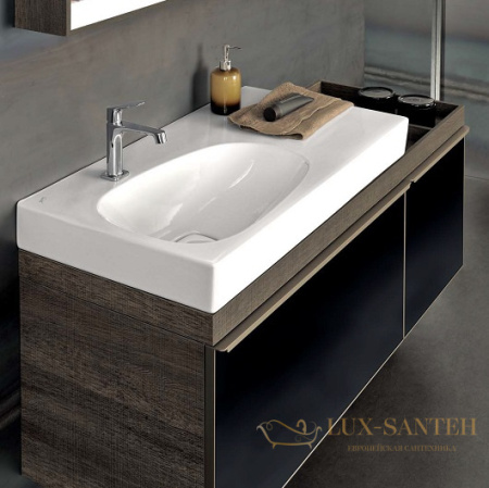 тумба под раковину geberit citterio 500.562.jj.1 1184х504 мм, черное стекло/темный дуб