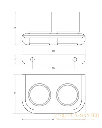 стакан для зубных щеток подвесной двойной cezares liner-tumds-01, хром глянцевый