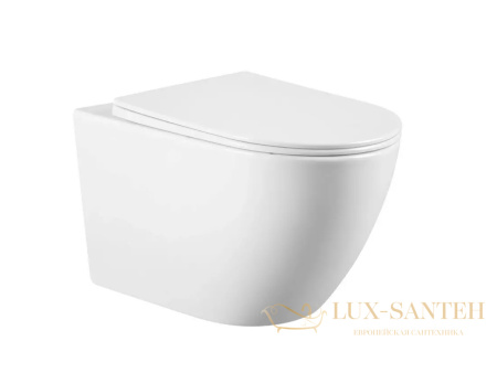 унитаз подвесной безободковый charus estella rimless ewc700-121w, с быстросъемной крышкой с сиденьем, микролифт, белый глянцевый