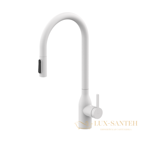 смеситель для кухни под фильтр с выдвижным изливом paulmark universal un213880-wh, белый матовый