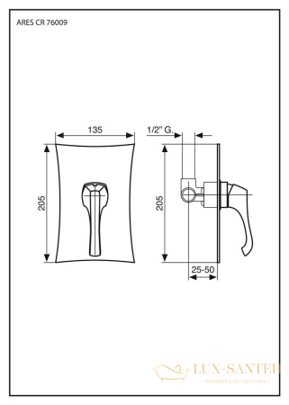 смеситель внутристенный emmevi ares 76009c/sp, зачищенный хром