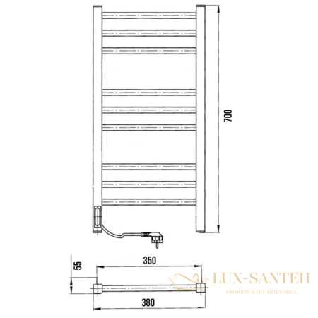 полотенцесушитель с/т laris астор чкч п9 350/700 левый тэн черный 73207864