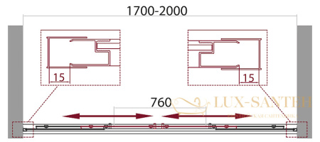 душевая дверь belbagno unique unique-bf-2-170/200-m-cr 200 см профиль хром, стекло матовое 