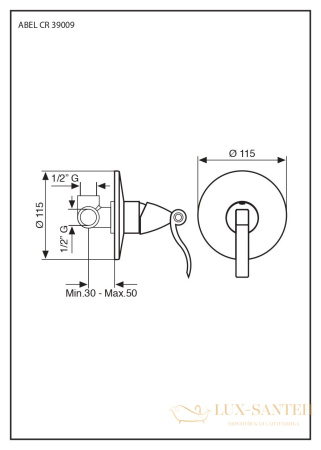 смеситель внутристенный emmevi abel 39009/cr, хром