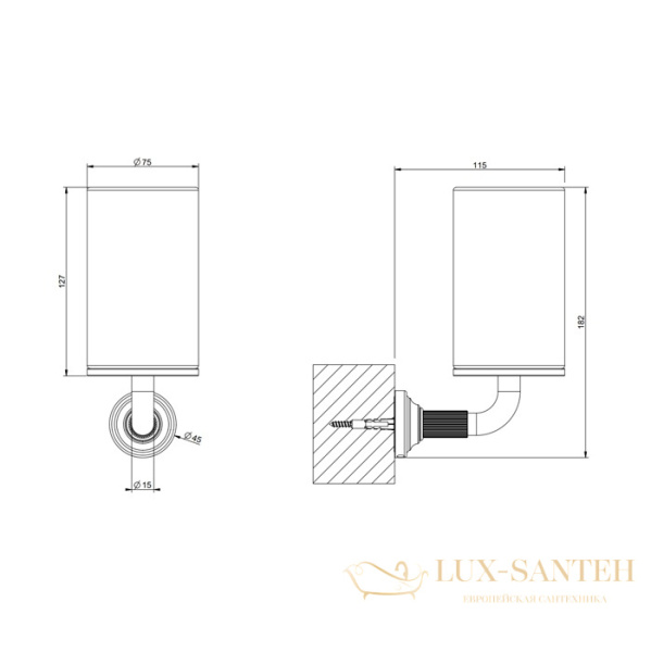стакан gessi venti20 65408.710 подвесной, brass pvd/черный