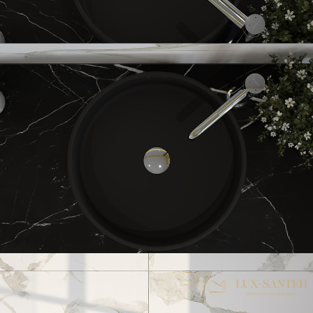 раковина накладная aqueduto espiral, esp0140, круглая d400, черный матовый