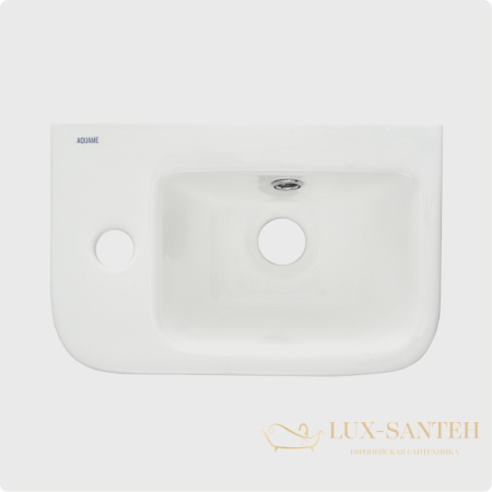раковина подвесная aquame, aqm5006l, 375*245 мм, 1 отверстие под смеситель, левосторонняя, белый глянцевый