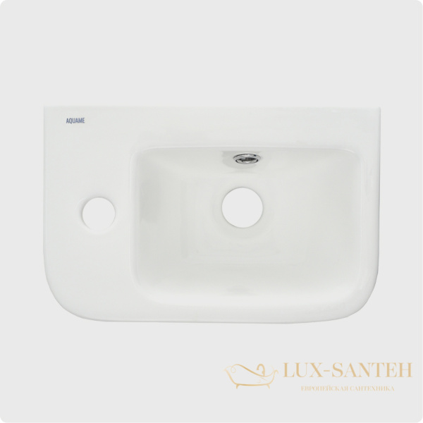 раковина подвесная aquame, aqm5006l, 375*245 мм, 1 отверстие под смеситель, левосторонняя, белый глянцевый