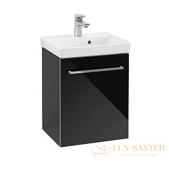 тумба под раковину villeroy & boch avento a88701b3 430х514х352 мм петли справа, crystal black 