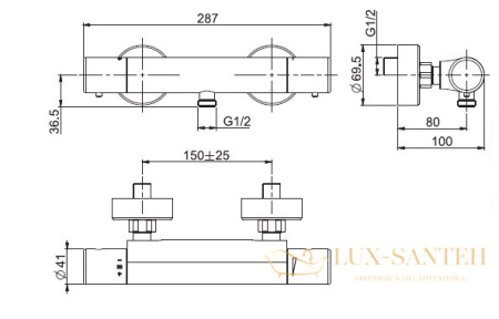термостат для душа fima carlo frattini fimatherm f4275/1ns, черный матовый
