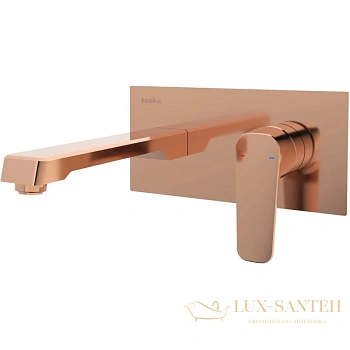 смеситель для раковины teska quarsar e5109 без донного клапана, розовое золото
