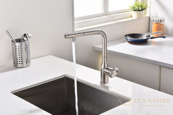 смеситель для кухни под фильтр с выдвижным изливом paulmark urban ur213104-ni, никель