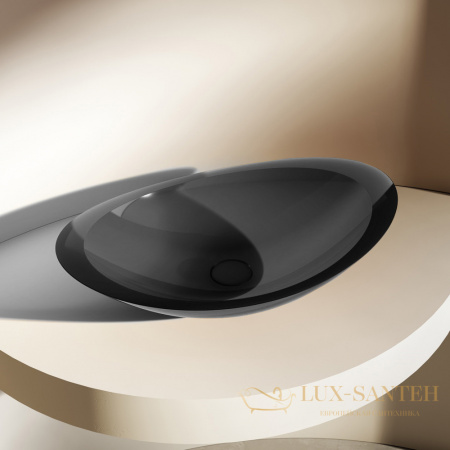 раковина накладная прозрачная abber kristall at2808onyx, 60,5х38 см, черный