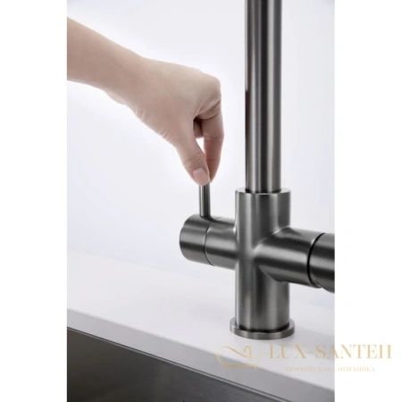 смеситель paulmark lange la214212-gm для кухни с подключением к фильтру, вороненая сталь