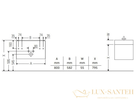 тумба под раковину duravit xbase xb619001818 800х458х560 мм, белый