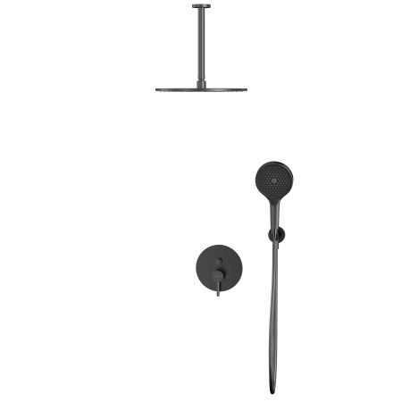 душевая система для душа скрытого монтажа whitecross y, yset12topgm, оружейная сталь