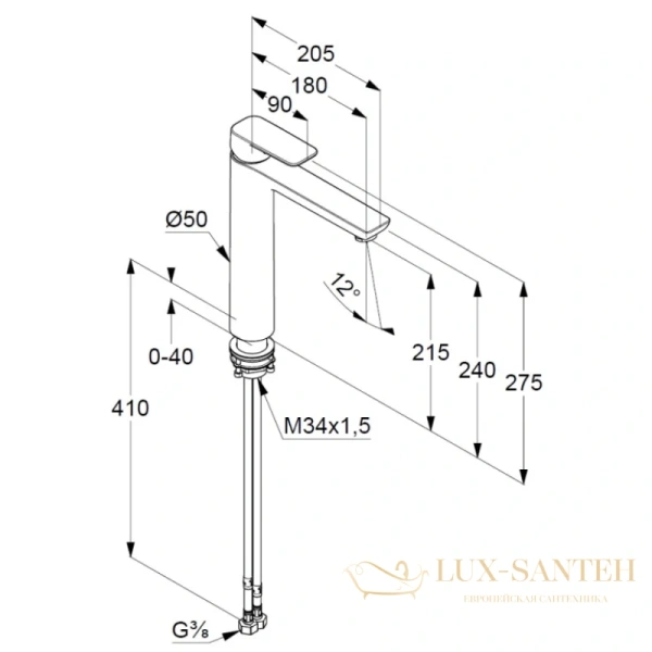 смеситель для раковины kludi pure&style 402960575 без донного клапана, хром