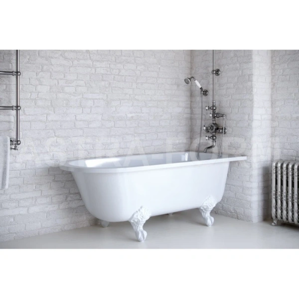 ванна astra-form ретро 01010006 из литого мрамора 170х75 см, белые ноги, белый