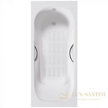 ванна чугунная delice malibu 170х70 с отверстиями под ручки и антискользящим покрытием dlr230608r-as, белый глянцевый