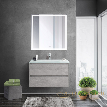 тумба под раковину belbagno kraft kraft-800-2c-so-cg 80 см подвесная, cemento grigio