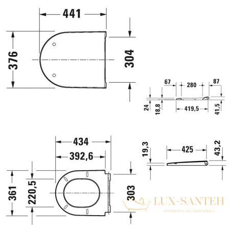 сиденье с крышкой для унитаза duravit d-neo, 0021610000, белый/хром