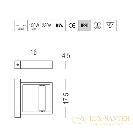 светильник colombo design gallery b1392 для ванной комнаты 150w, хром