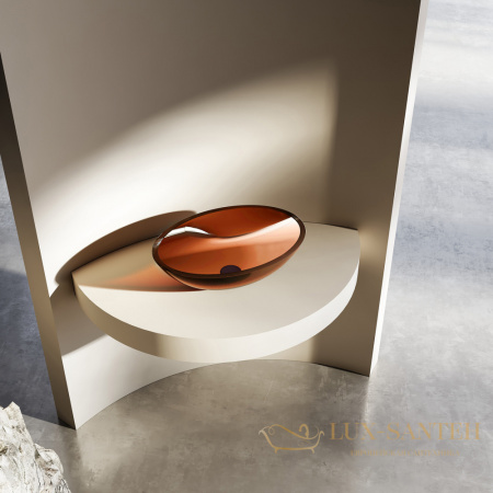 раковина накладная прозрачная abber kristall at2802opal, 50х35 см, коричневый