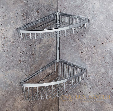 полка двойная colombo design complementi b9612 угловая, хром