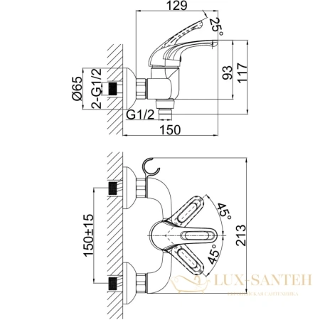 смеситель d&k rhein.eucharius da1373101 для душа, хром
