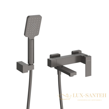 смеситель для ванны cezares slider-vd-gm, с ручным душем, оружейная сталь брашированная