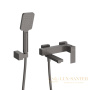 смеситель для ванны cezares slider-vd-gm, с ручным душем, оружейная сталь брашированная