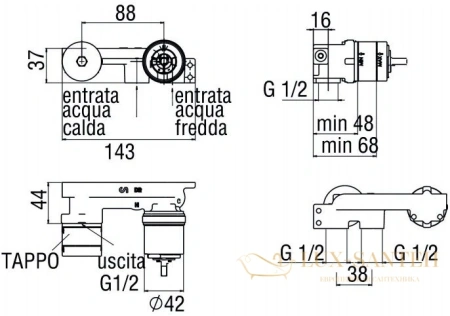 скрытая часть для смесителя nobili acquaviva, we00198bm