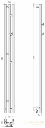 полотенцесушитель электрический 1500x106, сунержа терция 3.0, 30-5844-1511, мэм левый, белый матовый  