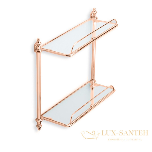 полка стеклянная stil haus complementi el694elite(25) 2-х уровневая с ограждением, бронза