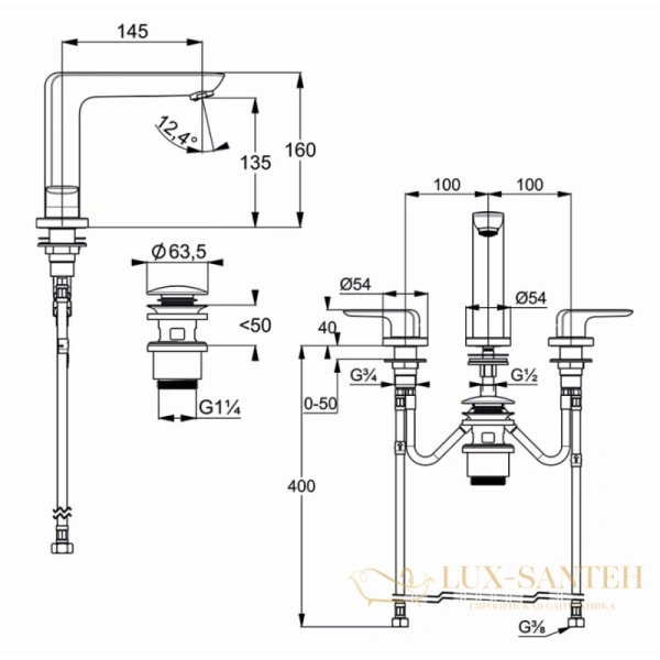 смеситель для раковины kludi ameo 413930575 для раковины с донным клапаном, хром