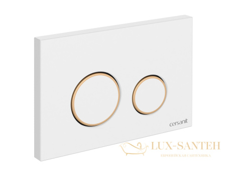 кнопка cersanit twins пластик белый матовый с рамкой, 63535, белый