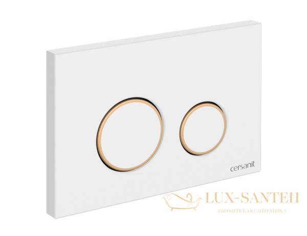 кнопка cersanit twins пластик белый матовый с рамкой, 63535, белый