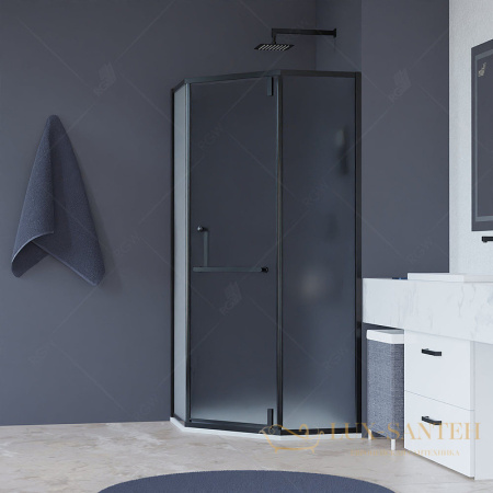 душевой уголок rgw hotel 350608400-24 ho-084b 100х100, профиль черный, стекло матовое-сатинат