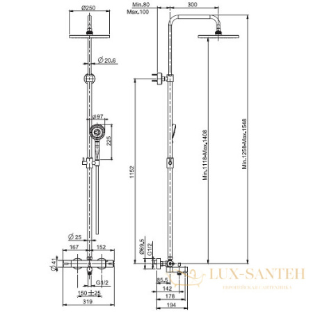 душевая система для ванны fima carlo frattini wellness f3154/rp259cr, хром