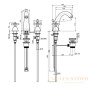 смеситель для раковины, fima|carlo frattini olivia, f5031cr, на 3 отверстия, высота 175 мм., с донным клапаном, хром