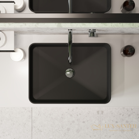 раковина накладная aqueduto espiral, esp0440, прямоугольная 370*500, черный матовый