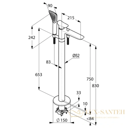 напольный смеситель kludi ambienta 535900575 для ванны, хром