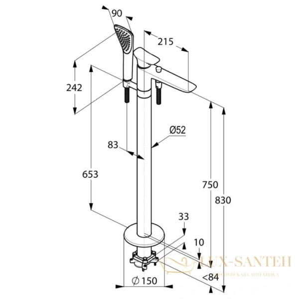 напольный смеситель kludi ambienta 535900575 для ванны, хром