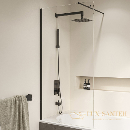 шторка rgw screens 351105006-14 на ванну sc-050b 60x150, профиль черный, стекло прозрачное